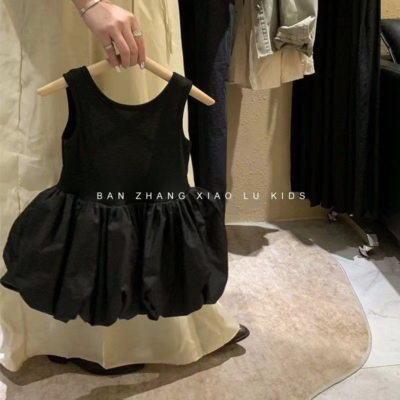 ขายร้อน!F & X สาวชุดเสื้อผ้าเด็กเกาหลีสาว Halter ชุดสีดําเล็กๆสาวสไตล์เกาหลีดอกไม้ Bud ชุดเด็ก Pettiskirt ชุดเสื้อกั๊กแฟชั่น