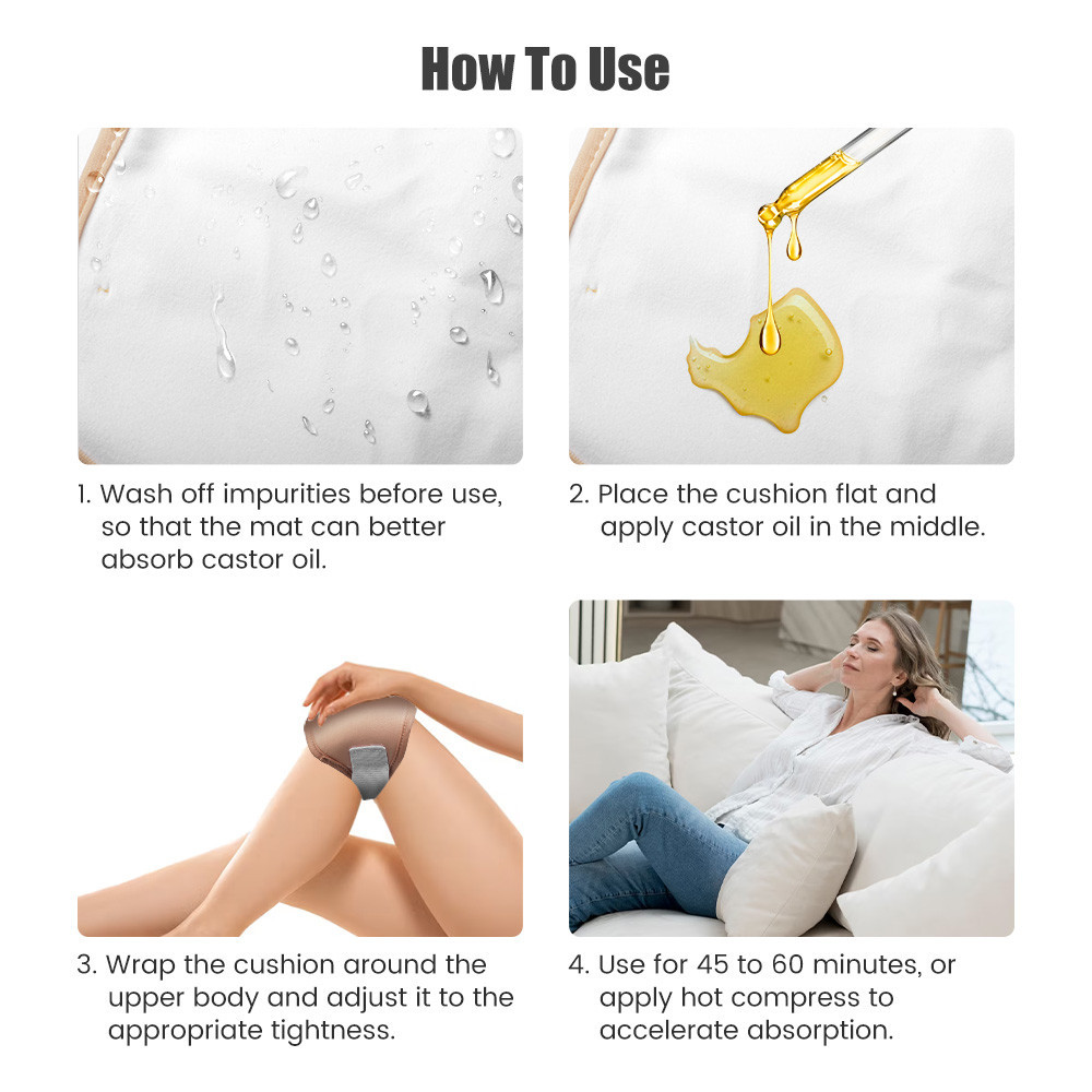 Salorie Castor Oil Pack นํากลับมาใช้ใหม่สําหรับนอนไม่หลับอาการท้องผูกและการอักเสบ Castor Oil แผ่นเอวและคอ - รูปที่ 3