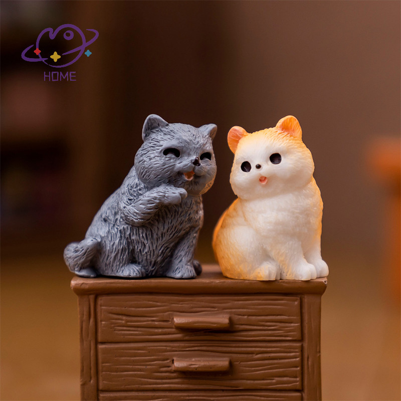 [mayhome] เครื่องประดับแมวขนาดเล็กการ์ตูนลูกแมวไมโครภูมิทัศน์ตุ๊กตาโมเดลรถภายในบ้านตกแต่งเดสก์ท็อป {TH}