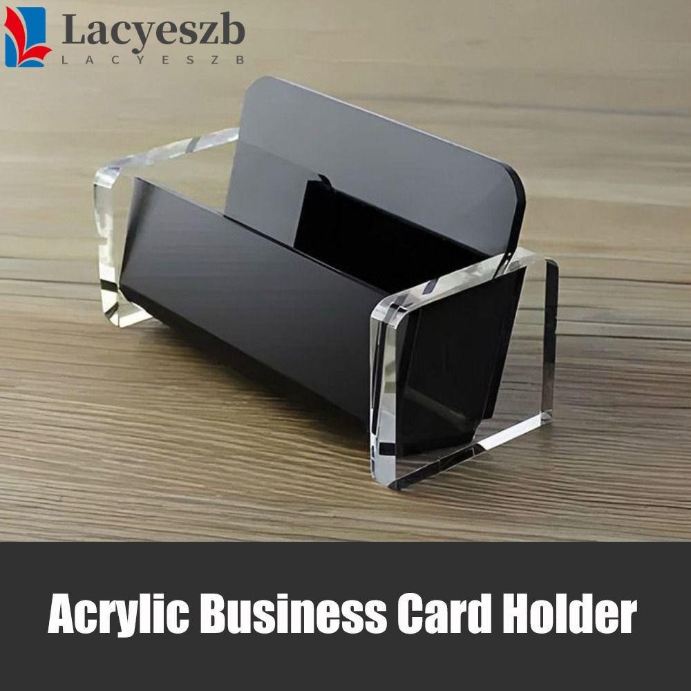 Lacyeszb ที่ใส่นามบัตรอะคริลิค, ที่เก็บการ์ดดีไซน์หรูหราผู้ถือบัตรธุรกิจ, ที่เก็บการ์ดเรียบง่าย Black & Clear High-End ชื่อการ์ด Organizer Office
