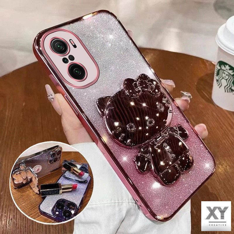 เคส xiaomi poco F3 กระจก วงเล็บปลอก เรียลมี ค33 เคสโทรศัพท์ขอบทองอ่อนเงาและโปร่งใสกันกระแทกกันชนป้องกัน เคสโทรศัพท์ xiaomi poco F3