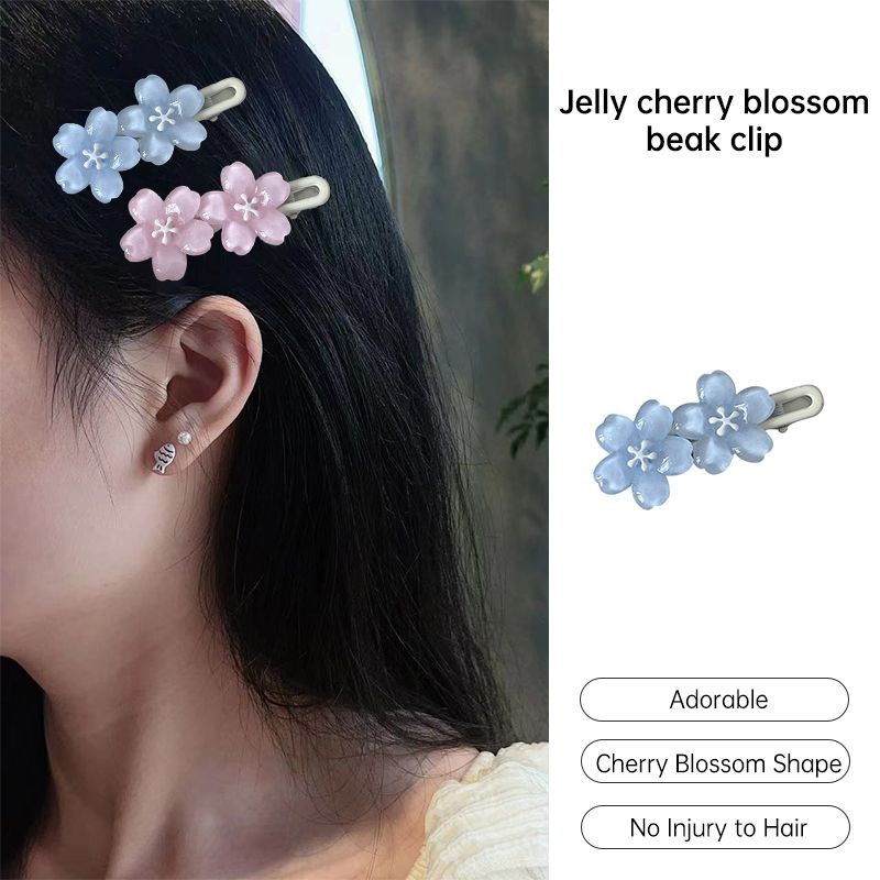 besla.thIns Jelly Colored Sakura Hair Clip Girl Sweet Side Clip กิ๊บติดผมดอกไม้ Student Bangs ClipCOD