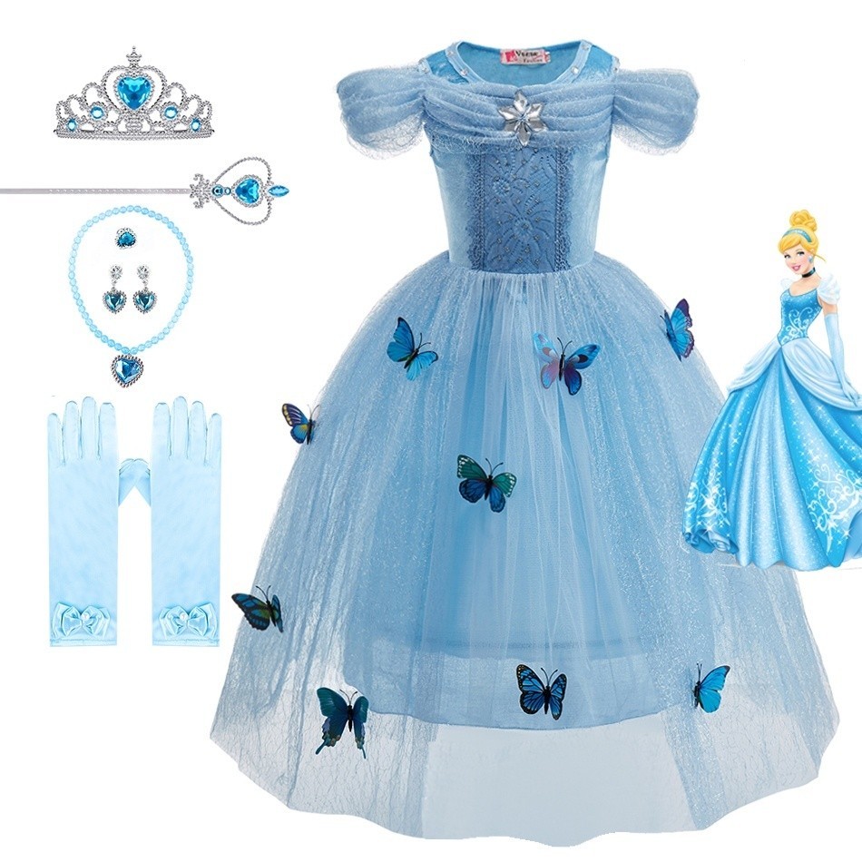 UhomeGirl Dress Cinderella แฟนซีเครื่องแต่งกายสาวเจ้าหญิงแต่งตัวเด็กผีเสื้อเด็กแขนกุดชุด