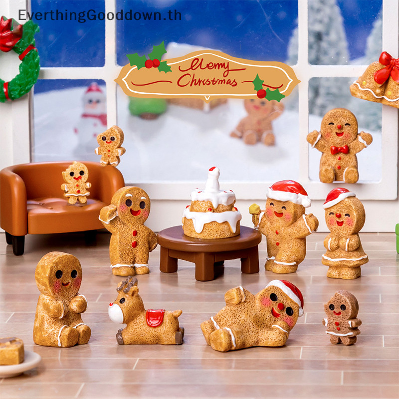 Ever มินิเครื่องประดับคริสต์มาส Gingerbread Man Snowman ภูมิทัศน์ไมโครตุ๊กตารุ่นรถตกแต่งภายในบ้านเดสก์ท็อปตกแต่ง TH