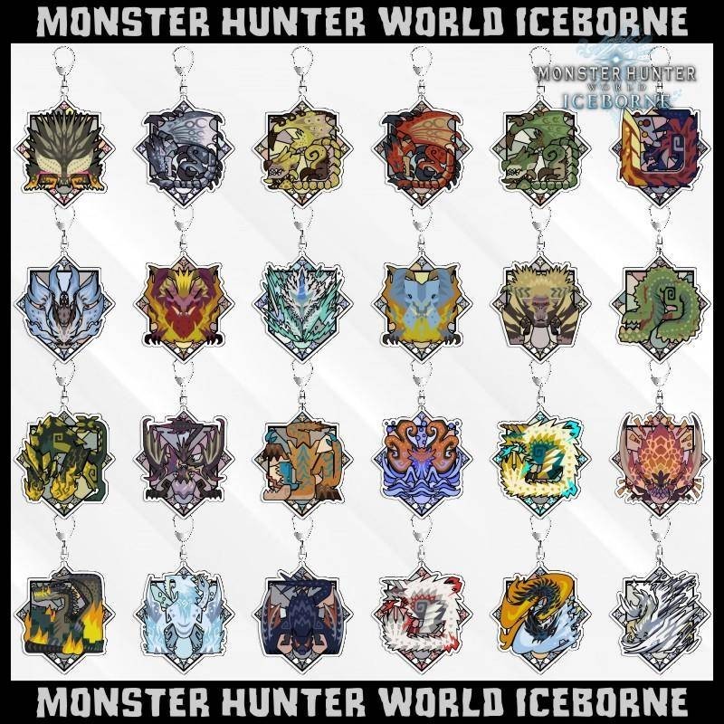 Monster Hunter World รอบอะคริลิค MHWI Thunder Wolf Dragon Dark โคมไฟมังกร Anniilator Gold Lion จี้พวงกุญแจ