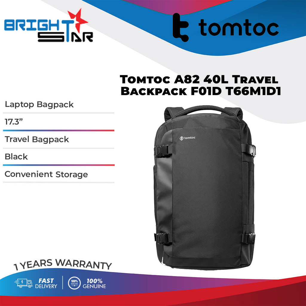 TOMTOC A82 40L กระเป๋าเป้เดินทาง F01D T66M1D1- 17.3"/สีดํา