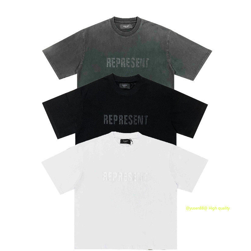 **** ขายร้อน *** เสื้อสตรีทเสื้อผ้าแนะนํา Double-Line Classic Retro Letter เย็บปักถักร้อยเก่า 280g แขนยืดหนา