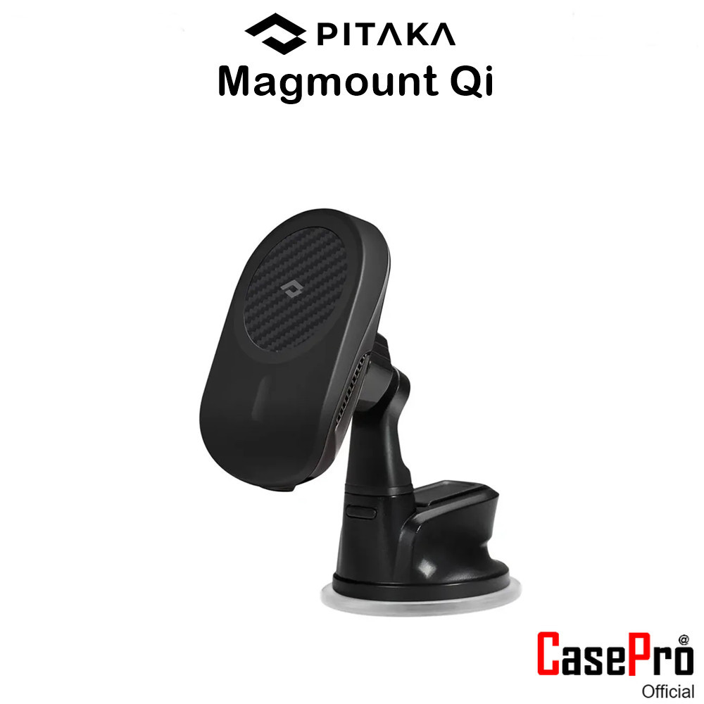 Pitaka MagEZ Mount Qi แท่นที่ชาร์จไร้สายติดรถแบบขาตั้งเคฟล่าแท้100% สำหรับ iPhone13/14/15 Series (ขอ