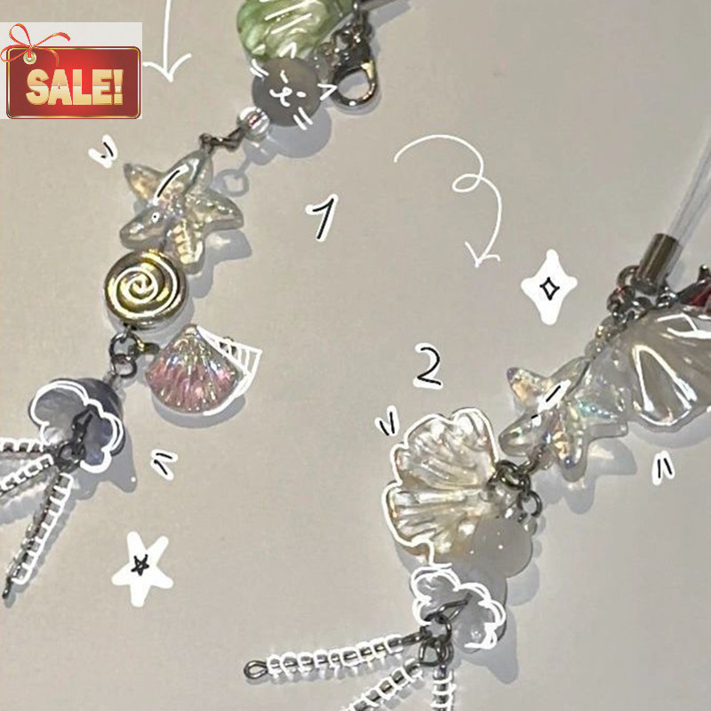 Bl น่ารักโทรศัพท์ Charm สายคล้องฤดูร้อน Ocean สไตล์ Sea Jelly จี้ปลา Key สายคล้องสาวผู้หญิงกระเป๋าพวงกุญแจ Keycord A