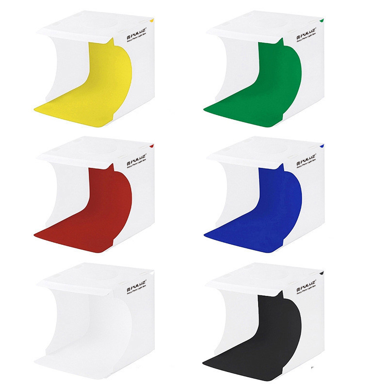 Puluz LED 1 กล่องไฟถ่ายภาพ กล่องไฟถ่ายรูป มีพื้นหลังให้มา6สี Light Box 24 cm กล่องไฟLED ReturnLED