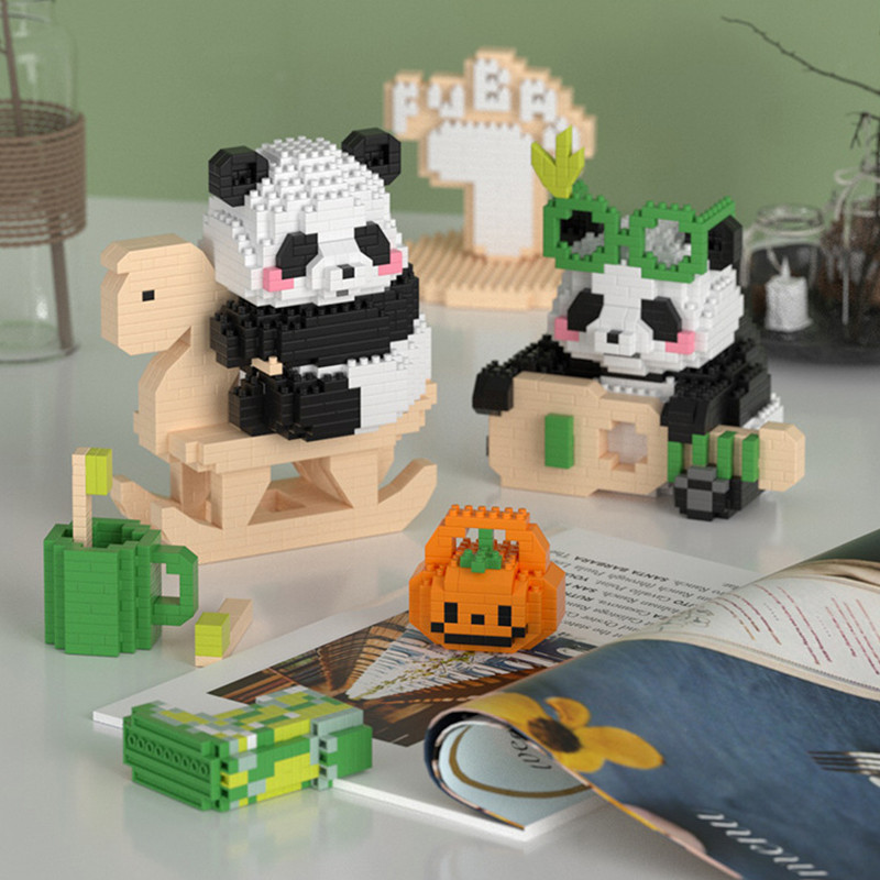 บล็อกตัวต่อแพนด้า เลโก้บล็อก Panda บล็อกตัวต่อ รูปตุ๊กตาแพนด้า บล็อกอาคาร 3D ของเล่นสําหรับเด็ก