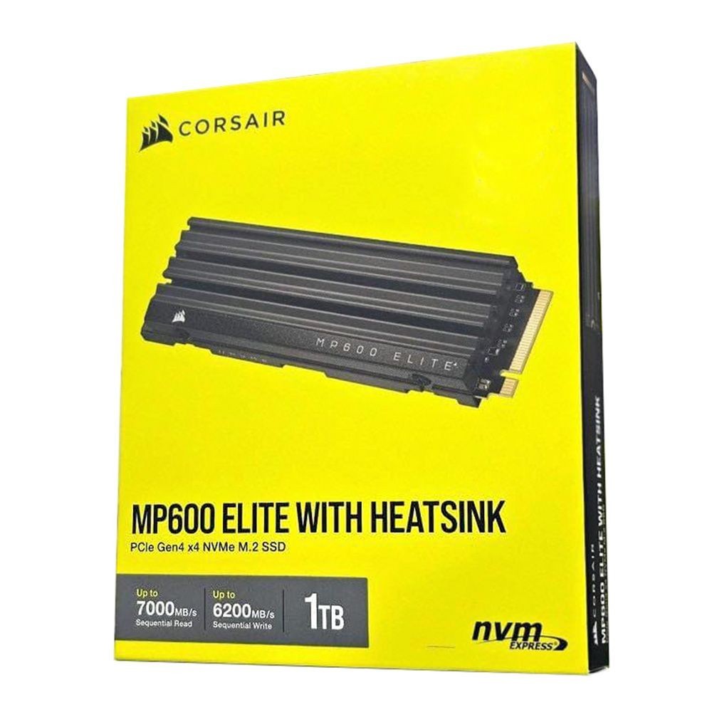 Corsair MP600 ELITE 1TB PCIe Gen4 x4 NVMe M.2 2280 SSD with Heatsink (Black), CSSD-F1000GBMP600EHS