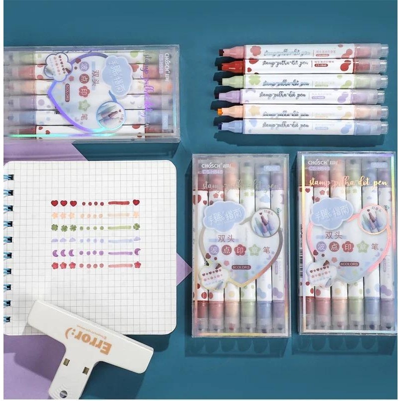 Jianwu 6 ชิ้น/เซ็ต Double-ended Polka Dot แสตมป์ชุดปากกา Marker ปากกา Creative DIY Journal อุปกรณ์นักเรียนเครื่องเขียน - รูปที่ 5