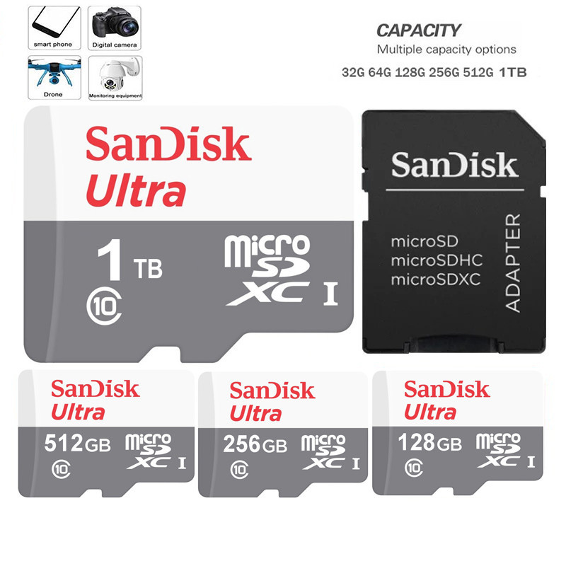 Micro SD Class10 TF card 1TB 32GB 64GB 128GB 256GB 512GB 1TB การ์ดหน่วยความจําสําหรับโทรศัพท์ samrt PC กล้อง