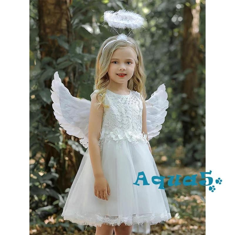 Aqq-angel Wings Halo และ Fairy Wand สําหรับเด็ก Angel เครื่องแต่งกาย Feather Wingsare สําหรับฮาโลวีนคริสต์มาสอีฟ