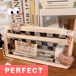 S66 กระเป๋าดินสอลายตาราง กล่องดินสอเครื่องเขียน ความจุขนาดให…