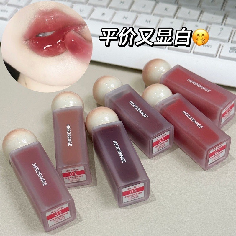 Herorange HERORANGE ลิปสติก ลิปกลอส เนื้อเจลลี่คริสตัล 3D ให้ความชุ่มชื้น ไม่จางง่าย สไตล์เกาหลี