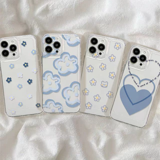 🔥GOOD🔥เคสโทรศัพท์มือถือแบบนิ่ม ใสน่ารัก การ์ตูน กราฟฟิตีสีน้ำเงิน สําหรับ iPhone 17 16 15 14 13 12 11 Pro Max X/Xs Xr 7