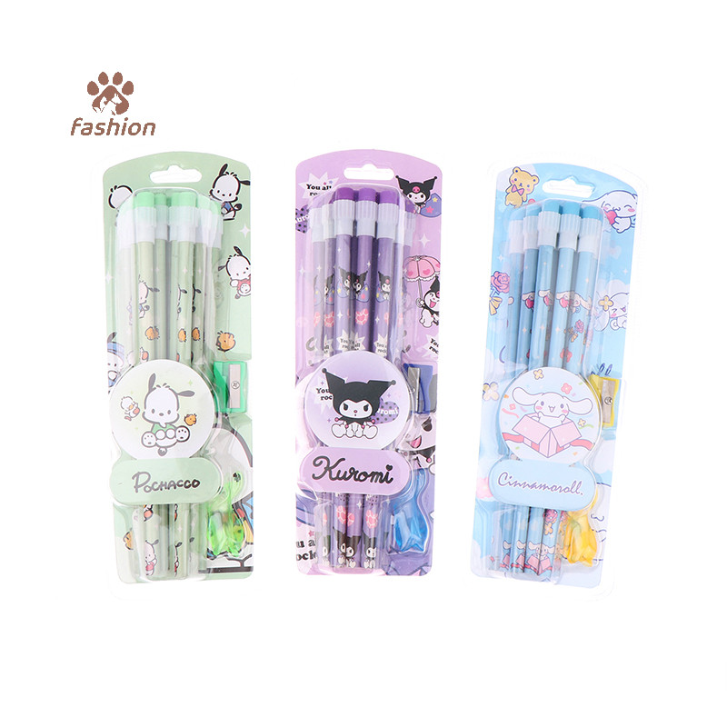 [แฟชั่น] 12 แพ็ค Kawaii Sanrio Kuromi HB ดินสอ W/Sharpener อะนิเมะ Cinnamoroll Pochacco My Melody Wrig วาดดินสอ Sketch ปากกา {TH}