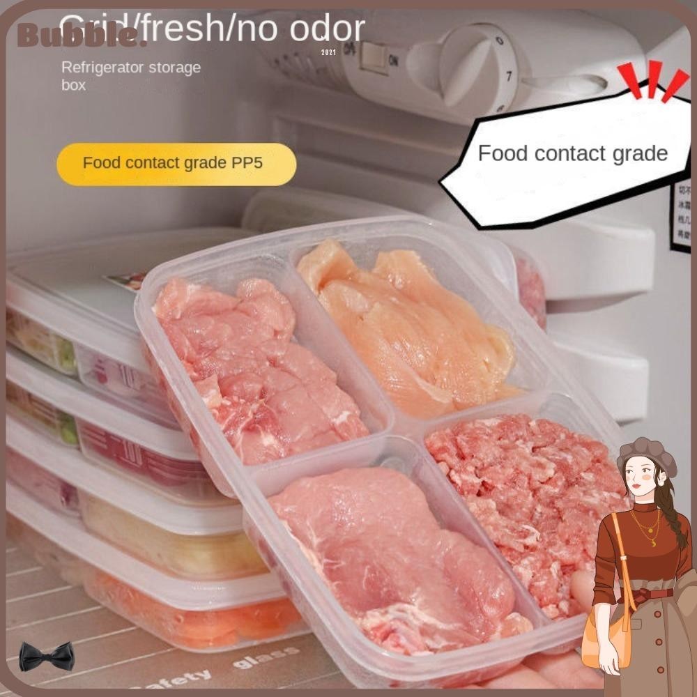 Bubble Sub-Packed เนื้อกล่อง 4 กริดผักผลไม้กล่อง Crisper Gadgets ห้องครัวตู้เย็นตู้แช่แข็ง Organizer