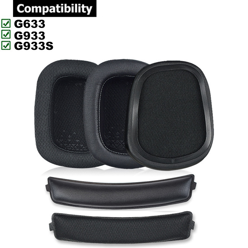 แผ่นรองหูฟังหูฟังสําหรับ Logitech G933 G933S G633 ชุดหูฟังแถบคาดศีรษะ Earpad เบาะฟองน้ํา Earmuffs