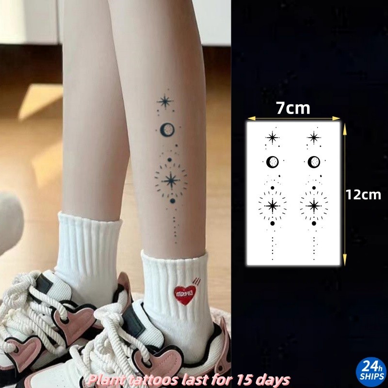 Brilliant Starlight Pattern Tattoo น่ารักสาวลูกวัวพืช Tattoo กันน้ํา Tattoo สติกเกอร์ติดทนนาน 15 วันชั่วคราวสักปลอม