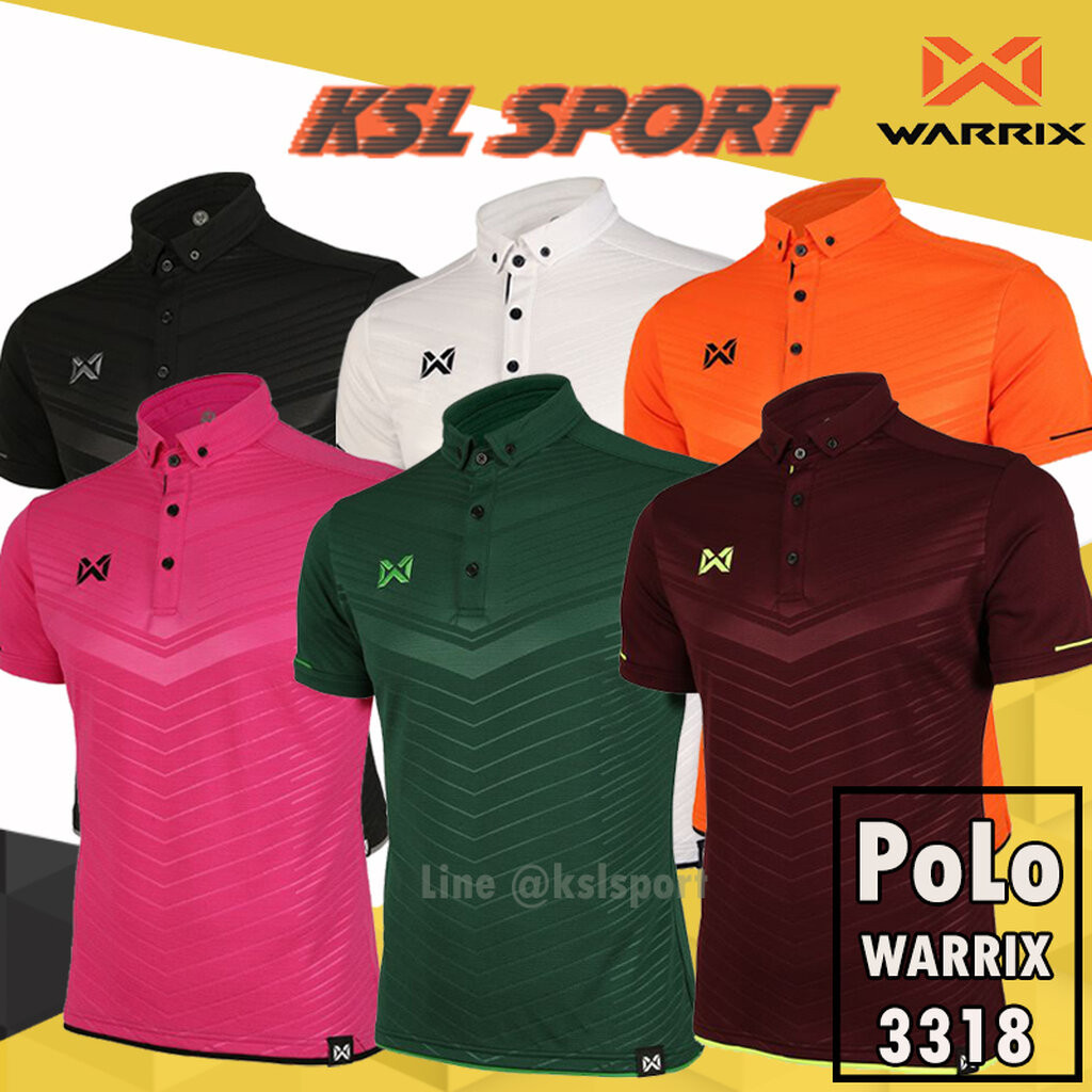 Warrix เสื้อโปโลวาริกซ์แขนสั้นพิมพ์ลาย WA-3318 LAVIDA - สีดำ/ขาว/ส้ม/ชมพู/บานเย็น/เลือดหมู/เขียว วอริกซ์ แท้ 100%