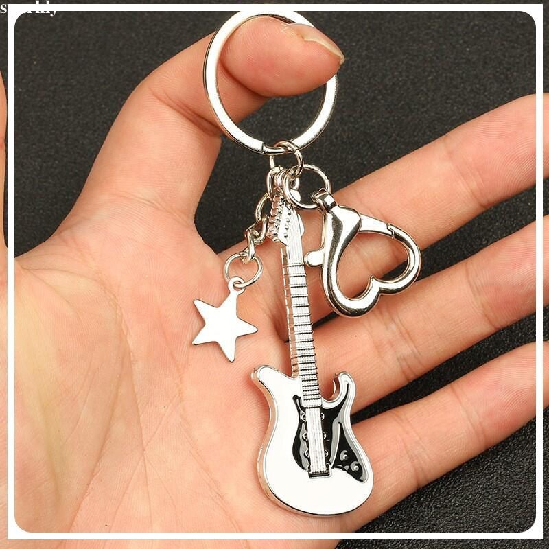 sparklySweet Cool กีตาร์ไฟฟ้า Star จี้เบสพวงกุญแจ Retro จี้ Millennium สไตล์ Key Chain