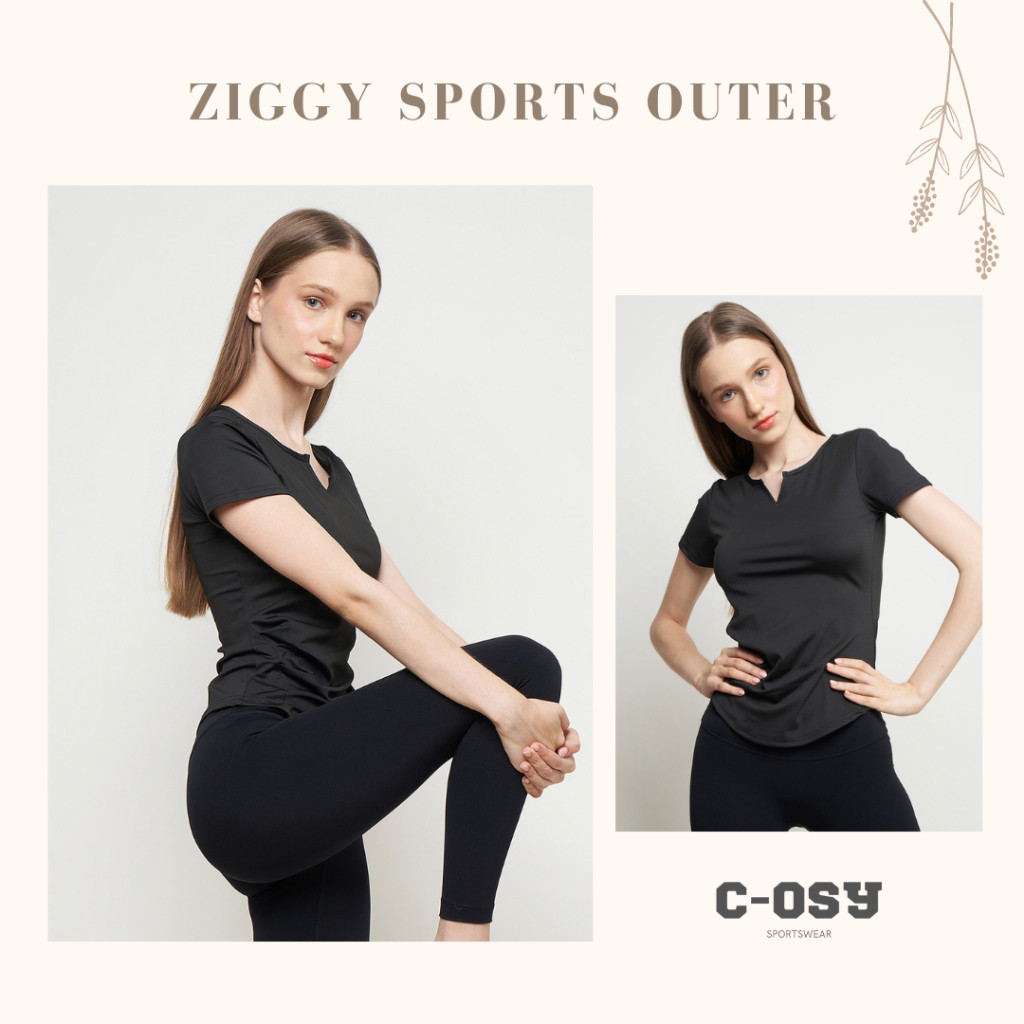 COSY - เสื้อยืดกีฬา ZIGGY (S-XXL) เสื้อยืดยิมโยคะ