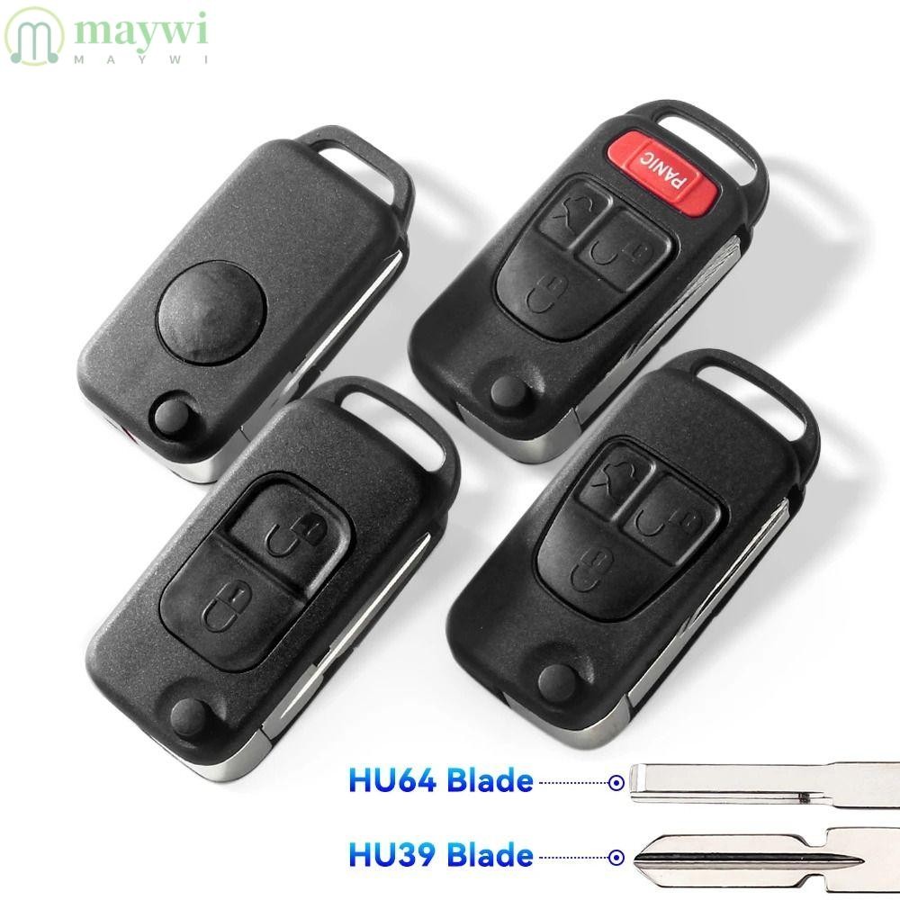 Maywi ฝาครอบกุญแจรถ, HU39 HU64 พับกุญแจรีโมท, ทนทาน 1/2/3/4 ปุ่ม Flip Fob Shell สําหรับ Benz B200 A1