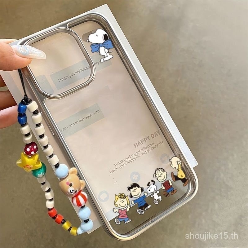 Snoopy สำหรับ iPhone เปลือกนิ่มโปร่งใสพร้อมกรอบป้องกันการกระแทกป้องกันกล้องครึ่งแพ็ค-iphone11/12/13/14/15 /pro/max/7/8 /plus/xs/xr/se2020