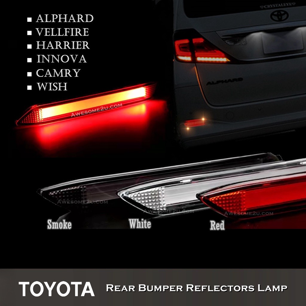 Awesome2u Toyota Alphard Vellfire Wish Harrier Camry Innova ด้านหลังกันชน Reflector ไฟ Led Bar อุปกร