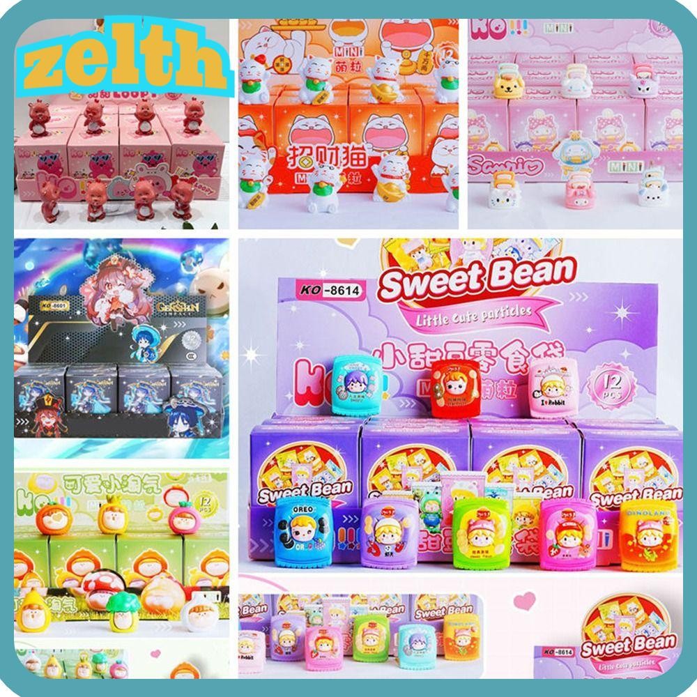 Zelth 12 ชิ้น/เซ็ต Capybara กล่อง, Kuromi Melody Kawaii กล่อง,โต๊ะเครื่องประดับสบู่ฟอง Bean Sanrio Eggy Loopy น่ารักอะนิเมะรูป