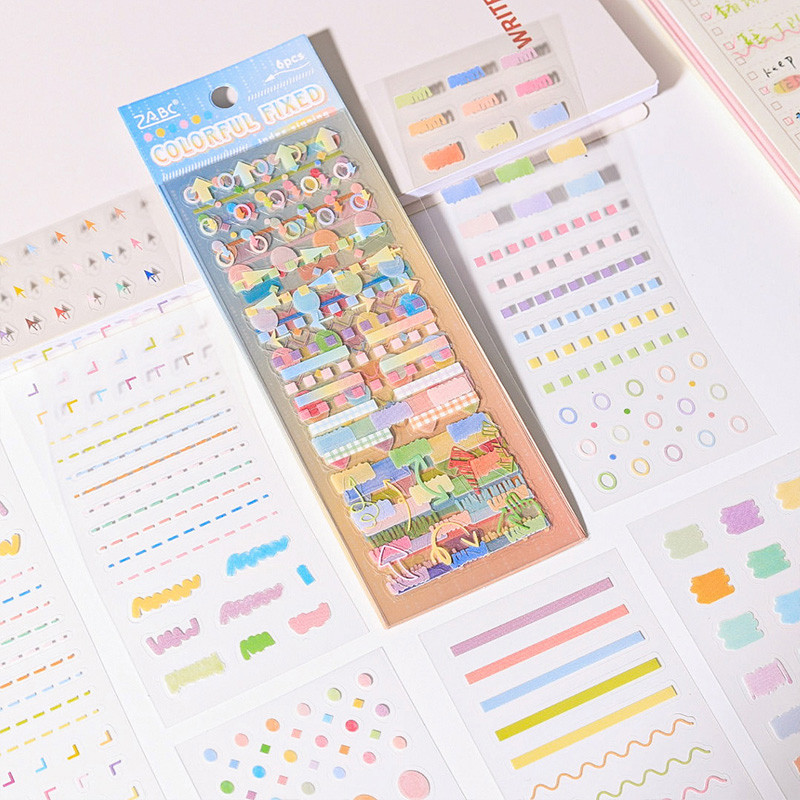 6แผ่นสไตล์ดัชนีลงนามชุดสติกเกอร์สํานักงานทุกวันที่มีสีสันไดอารี่วารสาร เดคโค สติกเกอร์ ทําเอง - รูปที่ 4