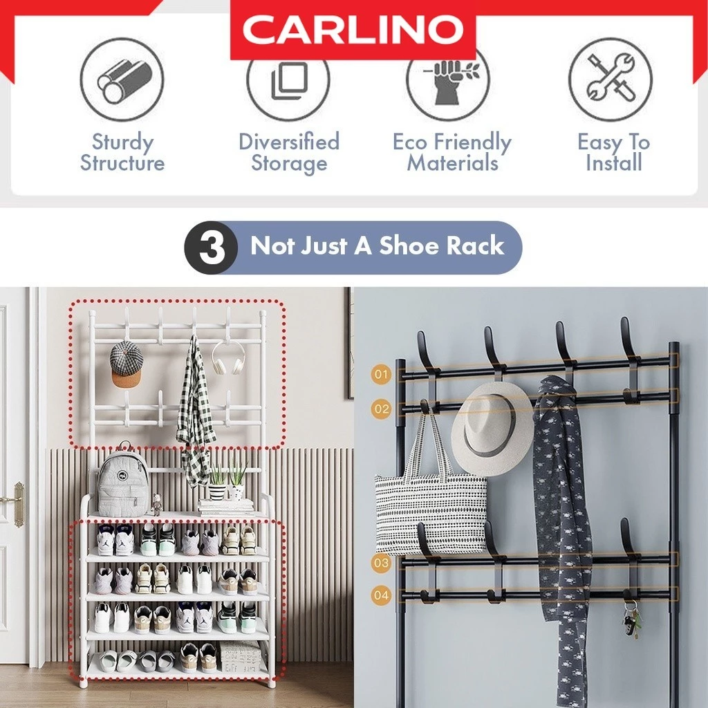 ลดล้างสต็อค!! Hemnes Rack ราวพร้อมตะขอแขวนเสื้อ, กระเป๋าสะพาย  ,หมวก + ชั้นวางรองเท้า4/5 ชั้น พร้อมผ้า Non woven กันน้ำ thumbnail 7