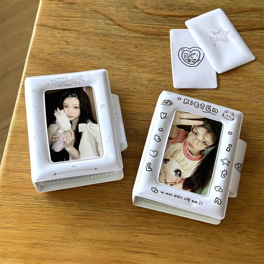 ต้นฉบับสีดําสีขาวสไตล์ฤดูร้อนน่ารักลูกแมว KITTEN10 ซม. Ichimiyage อัลบั้มภาพ Aidou Photocard สไตล์เกาหลีหนังสือจัดเก็บ