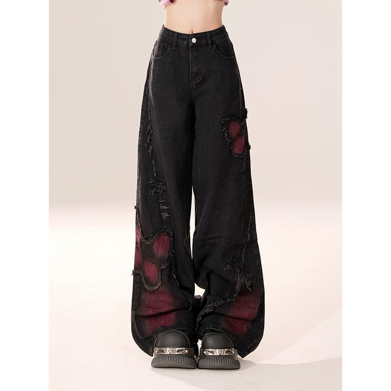 Pants American Sweet and Spicy Design Retro New Fashion Jeans High Waist2024Slimming Loose Wide Leg Girl