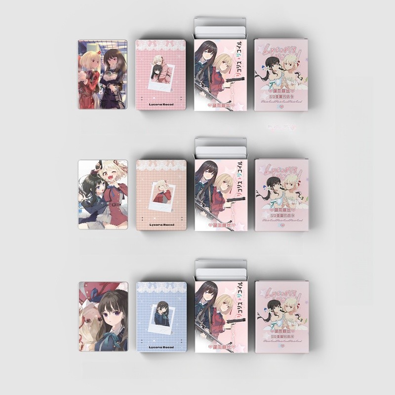 50-55pcs มังงะ Manhwa BACKLIGHT ดาบมาถึงเลเซอร์ Holographic การ์ด Lomo Lycoris Recoil Photocards เห็