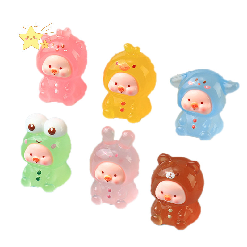 [JBTH] 1pcs Mini Resin Luminous Pig Mini Portrait Mini Fairy Garden Landscape Aquarium Decor Birthda