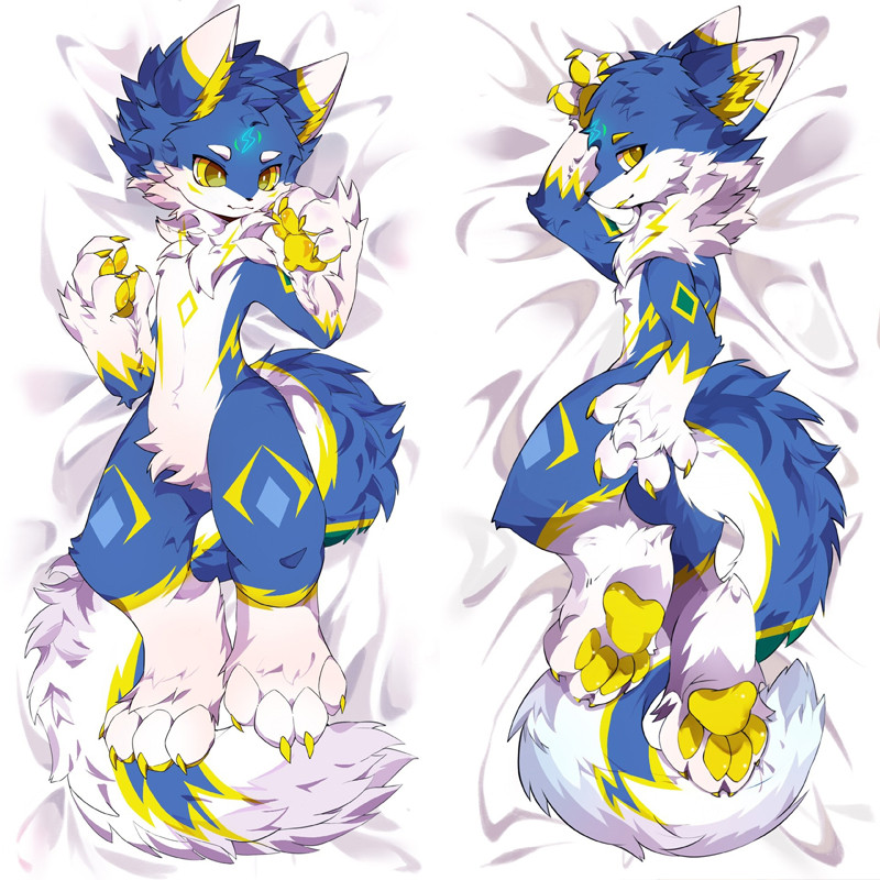 Dakimakura Waifu Furry Blue Cat ปลอกหมอน 2 ด้านพิมพ์อะนิเมะตกแต่งหมอนปลอกหมอนอิงของขวัญ