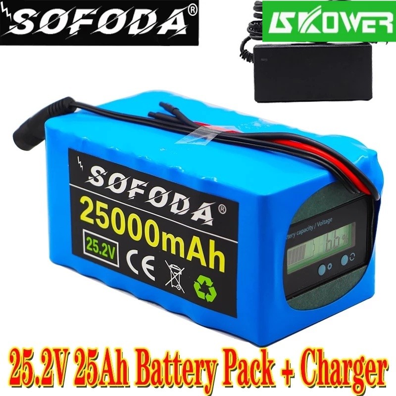 ✿Battery 24V 6S4P 25Ah battery 500W high power battery 25.2V 25000mAh E-bike BMS electric bicycle wi