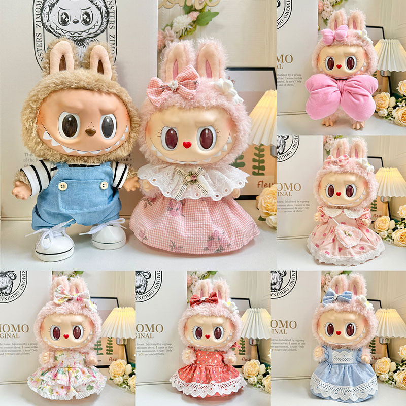 38 ซม. Labubu Vinyl Plush เสื้อผ้าเด็ก MKOKO Sweetheart Dress