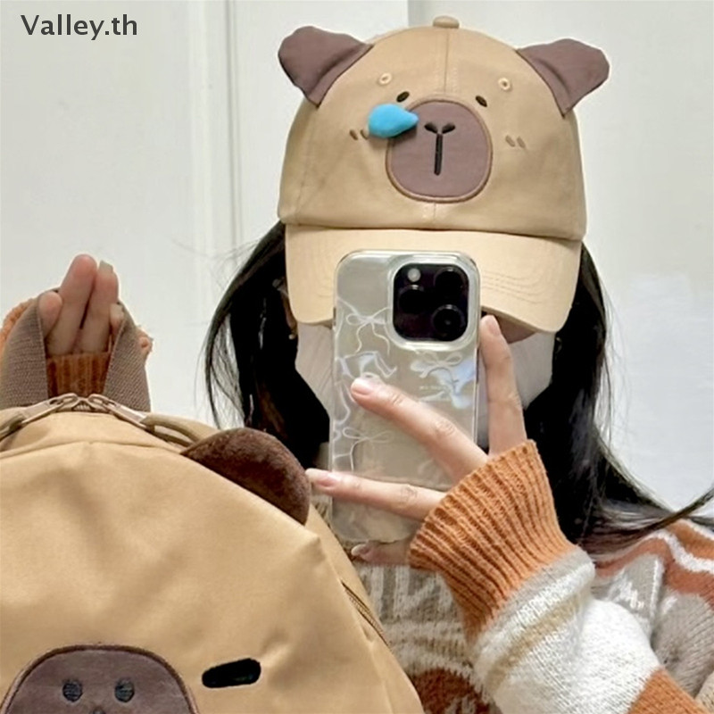 [Valley] Capybara เย็บปักถักร้อยคู่เบสบอลหมวก Anti-Sun Dad หมวกอินเทรนด์ Breathable Golf Cap Unisex TH