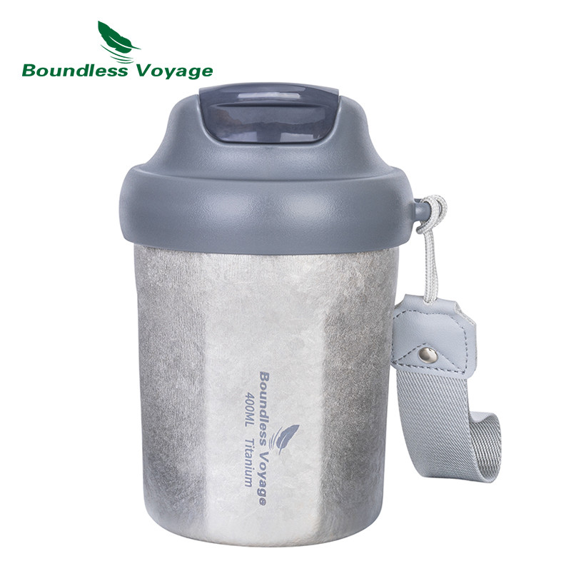 ไร้ขอบเขต การเดินทาง 400มิลลิลิตรไทเทเนียมถ้วยกาแฟสูญญากาศฉนวนแก้วเดินทางป้องกันการรั่วไหลที่มีฝาปิดเลื่อนรถคู่ผนังกระติกน้ําร้อนถ้วย