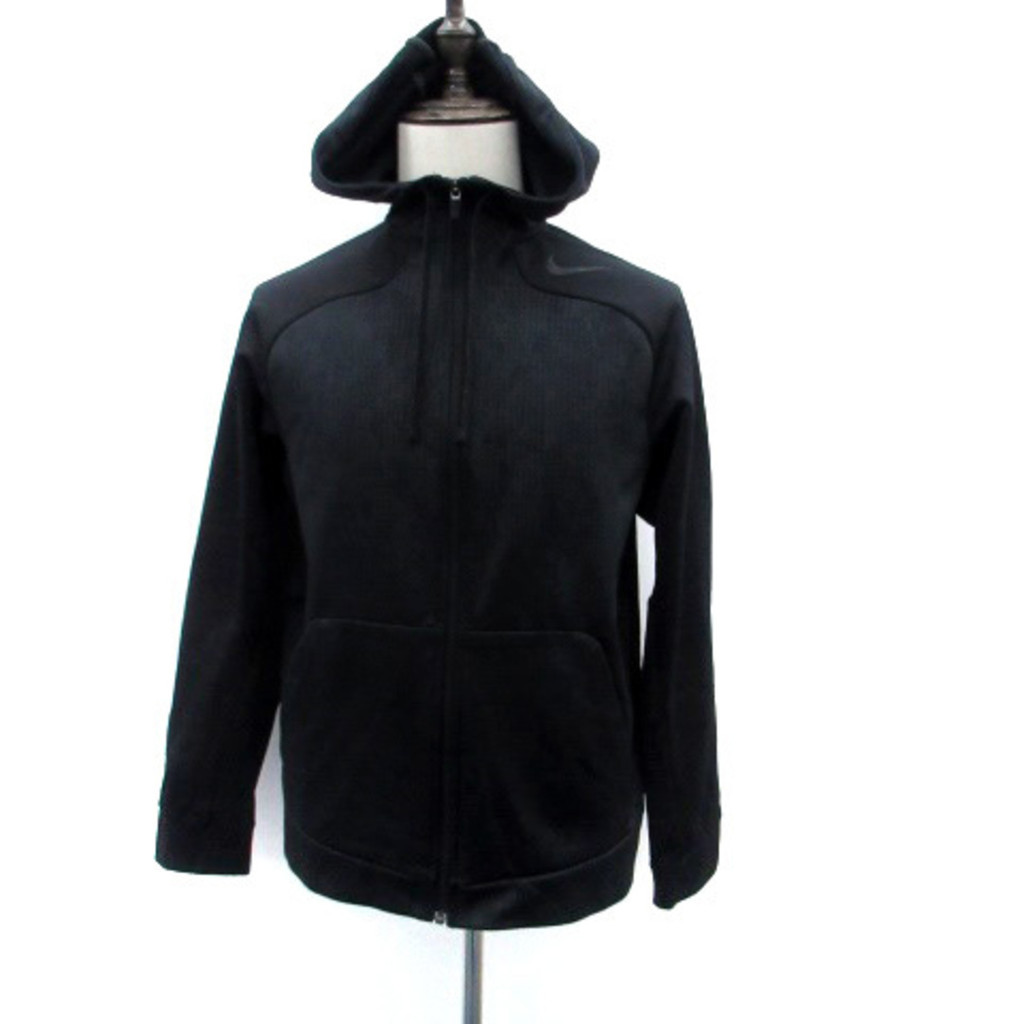 Nike Jacket Hoodie Long Sleeve Logo Embroidery Full Pattern Fleece Lined XL Black Direct from Japan 