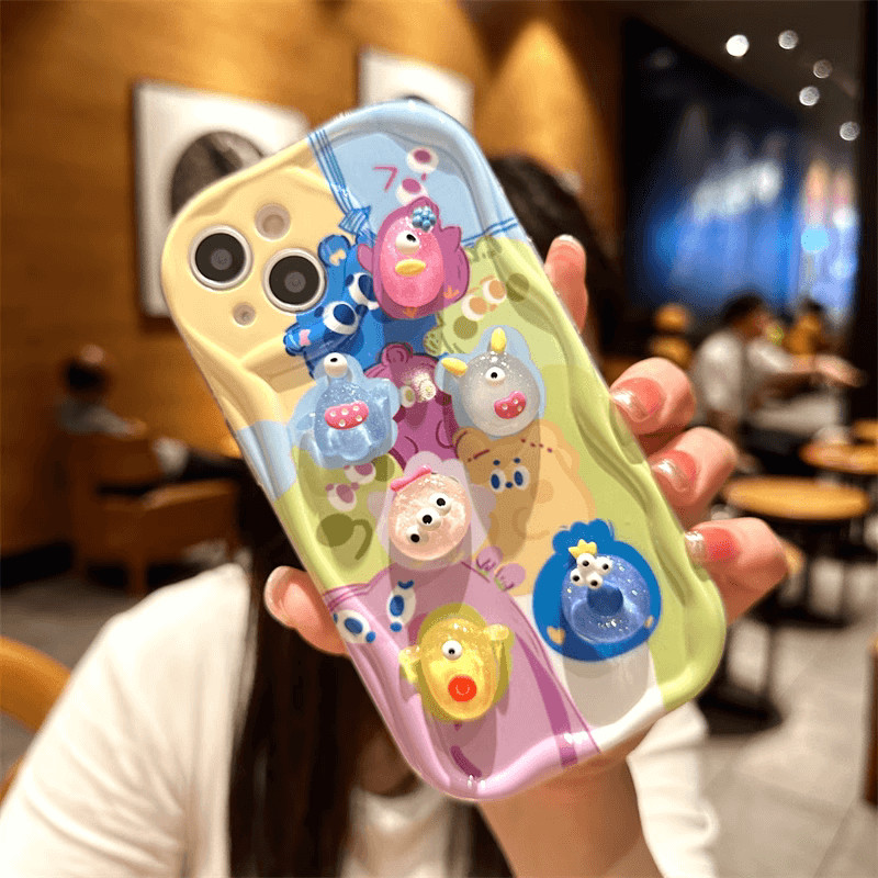 เคส Redmi Note 13 Pro+ 13C 12C 12 Pro 12S 4G Plus 11 11S 10C 9C 9T 10 9A 5G A3 A2 A1 POCO C65 X6 X5 M6 Couples 3D Wavy Curved Transparent Edge Anti-fall Silicone Cartoon Cute 3D Funny Monster Doll Shockproof Soft Phone Case NY 144