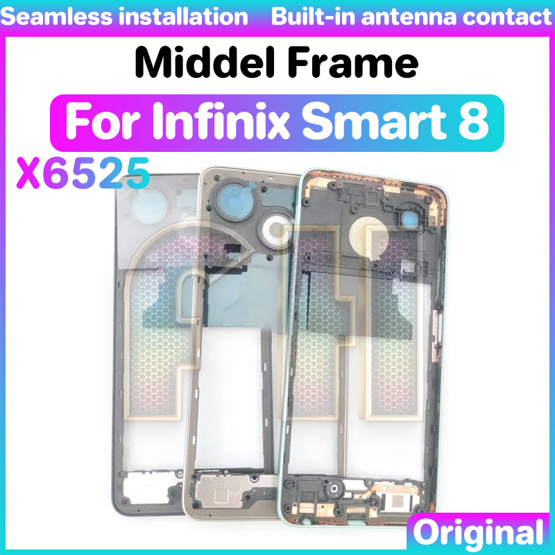กลางด้านหน้าจอแสดงผล LCD กรอบสําหรับ infinix สมาร์ท 8 x6525 x6525b x6525c ด้านหน้ากรอบกลาง Faceplate