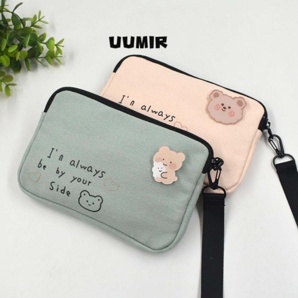UUMIR กระเป๋าใส่เหรียญความจุขนาดใหญ่พร้อมสายรัดข้อมือผู้ถือบัตร,การ์ตูนผ้าใบกระเป๋าสตางค์ใบสั้นเด็ก