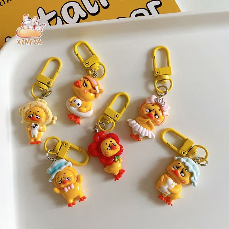 🌸🌸พวงกุญแจ Upsetduck การ์ตูนของเล่นสัตว์เป็ดจี้กระเป๋า สำหรับห้อยตกแต่ง Upsetduck ใหม่xinyia.th