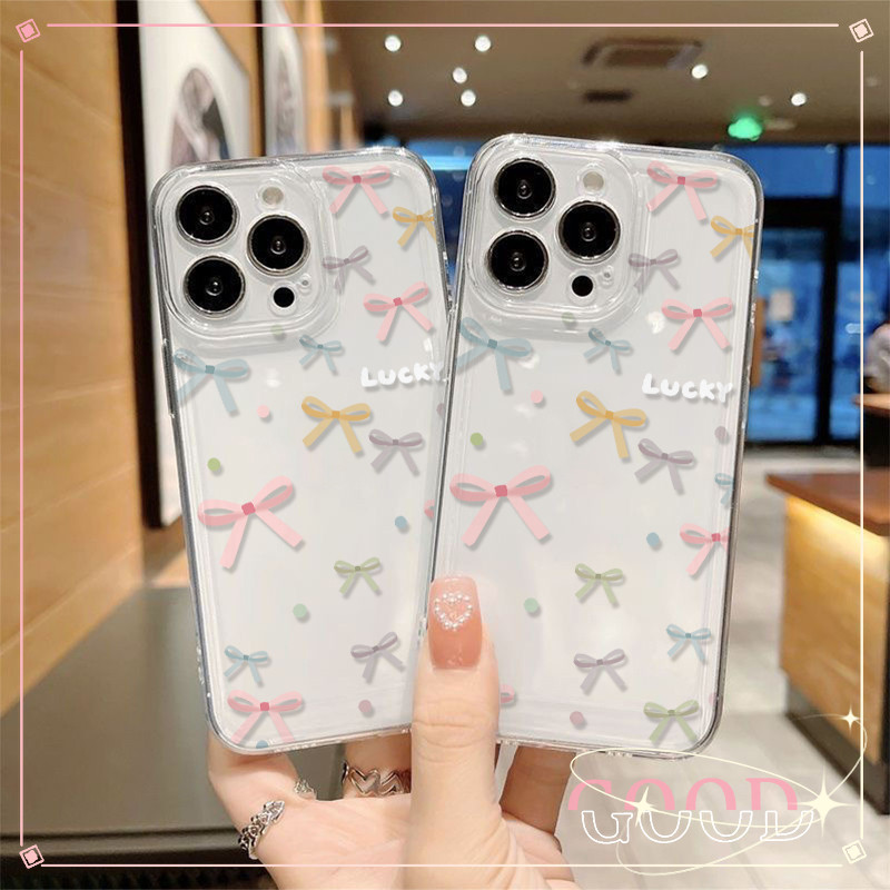 GOOD🔥ไทยส่ง เคสโทรศัพท์มือถือแบบนิ่ม โบว์การ์ตูนสีสันสดใส สําหรับIPhone 15 14 13 12 11 Pro Max X/Xs Xr MAX 7 8 Plus